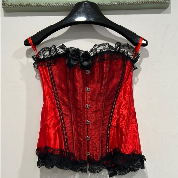 Alicia y Elegant Red black Lace Corset Top strapless medium women’s widow top - Picture 1 of 6
